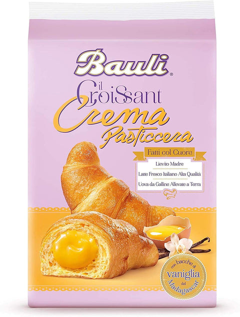 Bauli Abgepackte Gebäckstücke 12x Bauli Cornetti a Crema Croissant brioche mit creme Custard ( 6 x 50g ) 300g 8001720445876