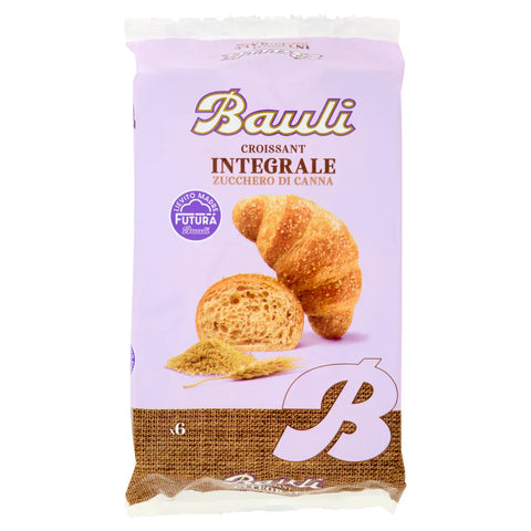 Bauli Abgepackte Gebäckstücke 12x Bauli Cornetti con Farina Integrale e Zucchero di Canna Grezzo Croissant mit Vollkornmehl und Rohrohrzucker Packung à 222g, Jede Packung enthält 6 Croissants à 37g 12x Original italienisch 8001720644248