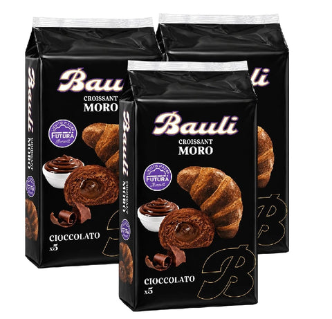 Bauli Abgepackte Gebäckstücke 3x Bauli Croissant Moro al Cioccolato 250g 5 mit Schokoladencreme gefüllte Hörnchen