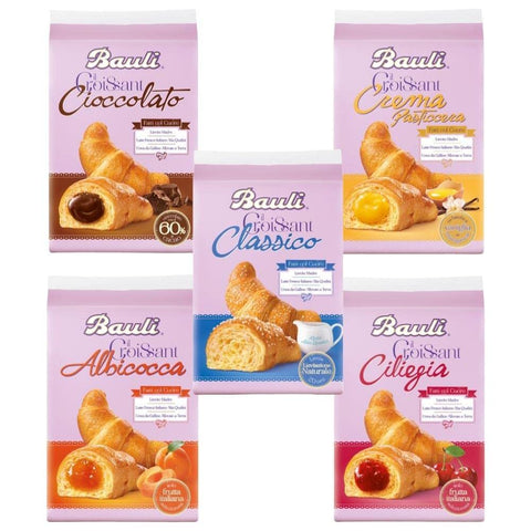 Bauli Abgepackte Gebäckstücke Testpaket Bauli Cornetti Croissant brioche kekse kuchen mit creme Custard italien 5 packs 8001720445876