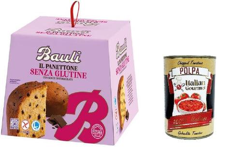 Bauli Brot & Backwaren Bauli Panettone Senza glutine con gocce di cioccolato Glutenfreier Panettone mit Schokoladenstückchen 400gr + Italian Gourmet polpa 400g 8001720427087