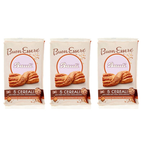 Bauli Treccina ai 5 Cereali e Zucchero di Canna Zopf mit 5 Cerealien und Rohrzucker Packung à 210g,Jede Packung enthält 5 Zopf à 42g 3x Original italienisch