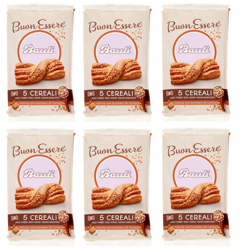 Bauli Kekse 6x Bauli Treccina ai 5 Cereali e Zucchero di Canna Zopf mit 5 Cerealien und Rohrzucker Packung à 210g,Jede Packung enthält 5 Zopf à 42g 8001720448426