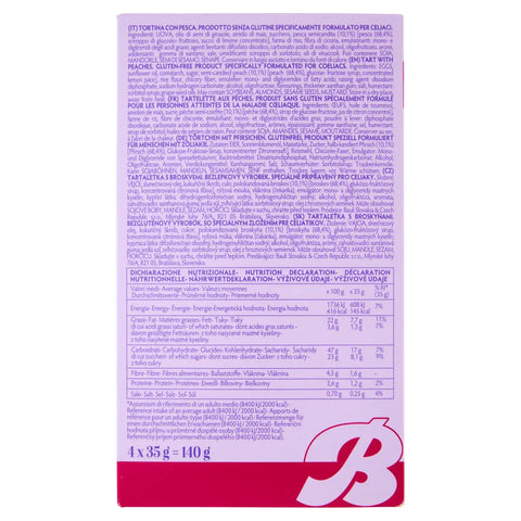 Bauli Kekse 8x Bauli Tortina Pesca Senza Glutine, Pfirsich kuchen, Gluten Original italienisch Kekse 140g 8001720442240