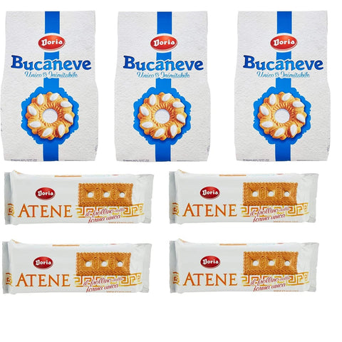 Bauli Kekse Bauli Testpaket 3x Doria Kekse Bucaneve 400 g + 4x Atene 500 g Butterkeks kekse mit Zucker cookies biscuits snack italienisch Original 8000605041691