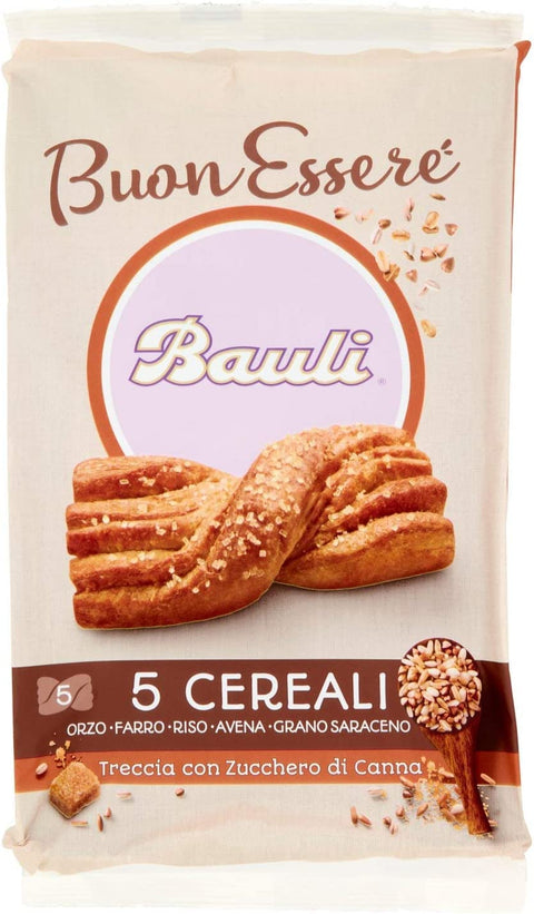 Bauli Kekse Bauli Treccina ai 5 Cereali e Zucchero di Canna Zopf mit 5 Cerealien und Rohrzucker Packung à 210g,Jede Packung enthält 5 Zopf à 42g 8001720448426