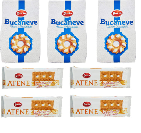 Bauli Kekse Testpaket 3x Doria Kekse Bucaneve 400g + 4x Atene 500g Butterkeks kekse mit Zucker cookies biscuits snack 8000605041691