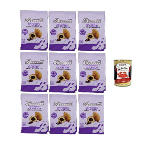 Bauli Snack Kuchen & Backwaren Bauli Extragolosi Mini Croissant con crema al cioccolato, mini snack Croissant mit Schokoladencreme 9x 75g Italienischer Knabberartikel + Italian Gourmet polpa 400g 8001720445357