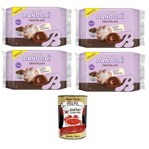 Bauli Pandori' Cioccolato,Pandorì Schokolade weiche Pasta Pandoro, Spezialität des italienischen Gebäcks, traditionelle Pandoro Art 4x 178 gr italienisch Original