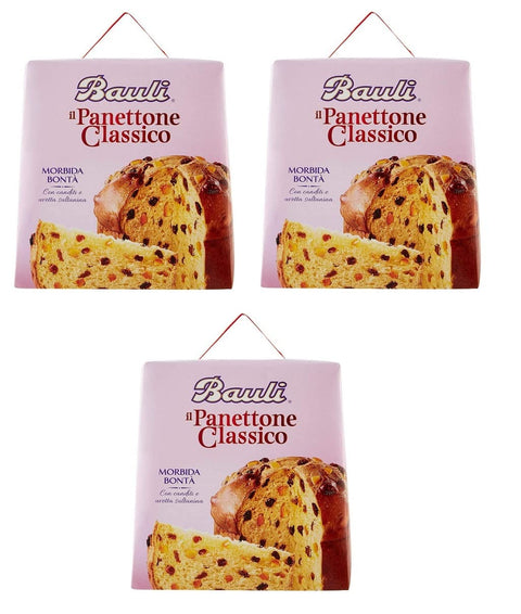 Bauli Stollen 3x Bauli Il Panettone Classico Weihnachtskuchen Backprodukt mit Rosinen und Kandierten Früchten 700g 8001720425847