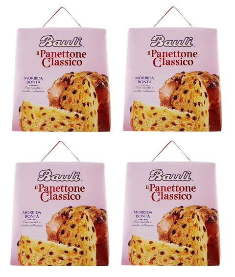 Bauli Stollen 4x Bauli Il Panettone Classico Weihnachtskuchen Backprodukt mit Rosinen und Kandierten Früchten 700g 8001720425847