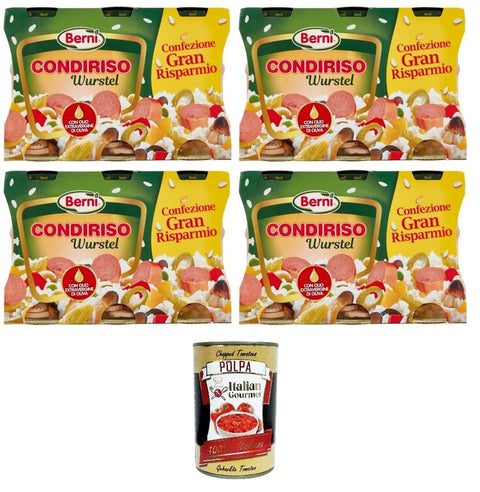Berni Koch- & Backzutaten Berni Condiriso Con Wurstel Con Olio Extra Vergine Di Oliva Condiriso mit Wurst mit nativem Olivenöl extra 6x285gr + Italian Gourmet polpa 400g 0
