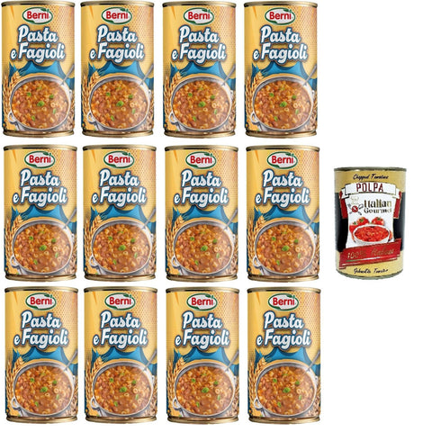 Berni Pasta e Fagioli Nudeln und Bohnen 12x 420 gr Längliche Pasta italienisch Original