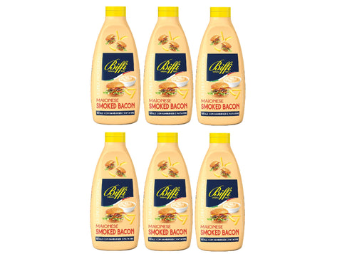 Biffi Milano 1852 Mayonnaise 6x Biffi Milano 1852 Biffi Smoked Bacon - Mayonnaise - Geschmack: Räucherspeck - Flasche 800 g Original italienisch 8009320045182