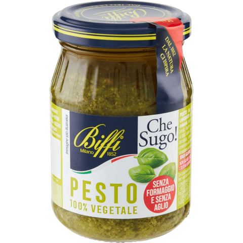 Biffi Pesto Biffi Pesto alla genovese 100% Vegetale senza formaggio e senz'aglio 100 % pflanzlich, ohne Käse, aber mit unverwechselbarem Geschmack 190 g 8009320037774