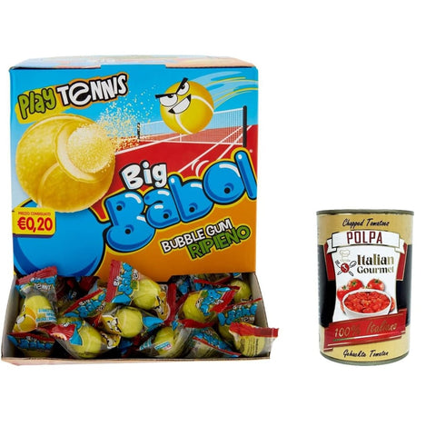Big Babol Kaugummis Big Babol Play Tennis,weicher Kaugummi,Zitronengeschmack,glutenfrei,Packung mit 200 Einzelportions Kaugummis,einzeln verpackt zum Teilen,für Kinderpartys und Geburtstage italienisch Original 8032804040014