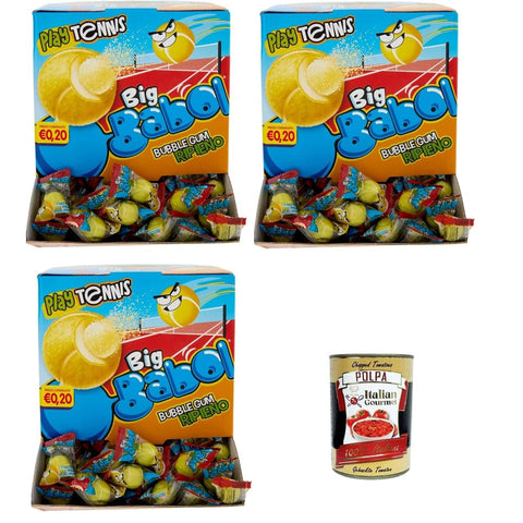Big Babol Kaugummis Big Babol Play Tennis,weicher Kaugummi,Zitronengeschmack,glutenfrei,Packung mit 600 Einzelportions-Kaugummis,einzeln verpackt zum Teilen,für Kinderpartys und Geburtstage Original italienisch inkl. Italian Gourmet Polpa 400g 8032804040014