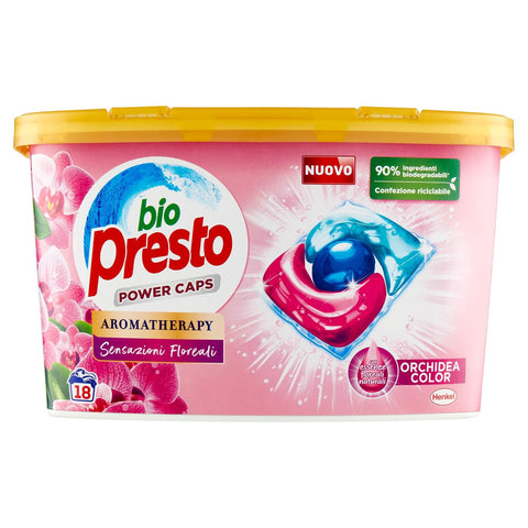 Bio Presto Power Caps Color Waschmittel vordosiert in Kapseln Packung mit 18 Waschgängen italienisch Original