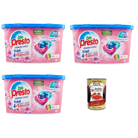 Bio PResto Power Caps Color, Prädikat Waschmaschinenwaschmittel in Kapseln für farbige Kleidungsstücke 3x18 Waschen Original italienisch Haushalt