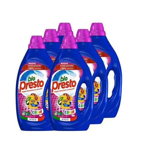 Bio PResto Flüssigwaschmittel Color, Waschmittel für Buntwäsche, 6 x 19 Waschgänge 5900 g Original italienisch