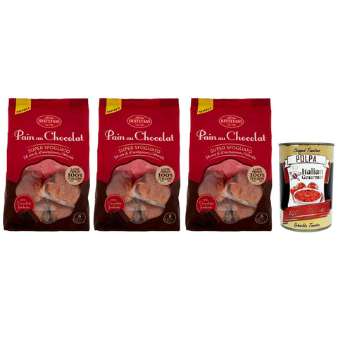 Bistefani Pain au Chocolat Natürlich Gesäuertes Backprodukt gefüllt mit Schokoladentropfen,270 g Packung, jede Packung enthält 6 Schokoladenbrot ab 45 g italienisch Original