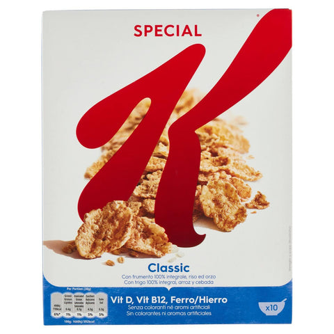 Kellogg's Special K Classic Fiocchi di Riso Reisflocken Vollkorn Weizen und Gerste mit Vitaminen und Mineralstoffen 6x300g Original italienisch