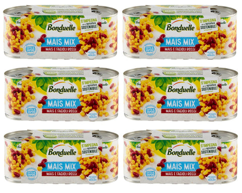 Bonduelle Mais Mix Mais e Fagioli Rossi Süßer und Knuspriger Mais mit Rote Bohnen ( 3 x 170g italienisch Original