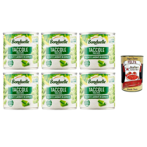 Bonduelle Taccole Koch- & Backzutaten Bonduelle Taccole Tagliate Dohlen schneiden 6x400gr inkl. Italian Gourmet polpa 400g Original italienisch 8410624107023