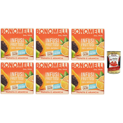 Bonomelli 100% natürliche Fruchtaufgüsse Papaya und Orange, Packung mit 12 Filtern Früchte- & Kräutertee italienisch Original