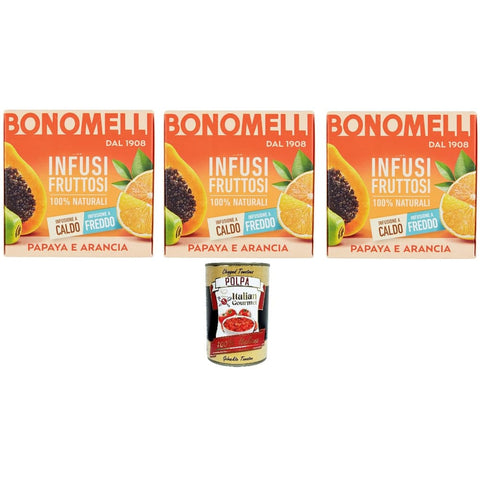 Bonomelli Früchte- & Kräutertee Bonomelli 100% natürliche Fruchtaufgüsse Papaya und Orange, Packung mit 12 Filtern Früchte- & Kräutertee italienisch Original 8001840381436