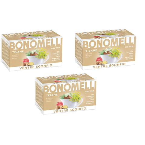 Bonomelli Ingwer Bonomelli Tisane Ventre Sgonfio Um das Gefühl der Schwellung zu reduzieren mit Fenchel Anis und Ingwerextrakt 100% 3x italienisch Original 8001840389913