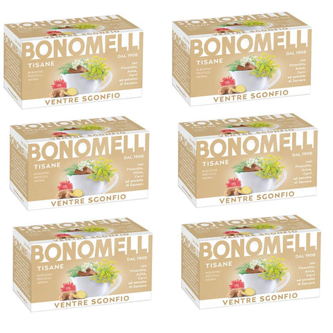 Bonomelli Ingwer Bonomelli Tisane Ventre Sgonfio Um das Gefühl der Schwellung zu reduzieren mit Fenchel Anis und Ingwerextrakt 100% 6x italienisch Original 8001840389913