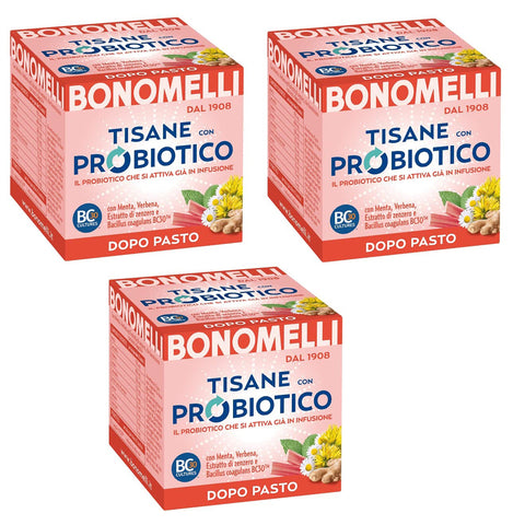 Bonomelli Tisane con Probiotico Dopo Pasto Kräutertees mit Probiotika mit Minz Eisenkraut und Ingwerextrakt ideal nach den 3x italienisch Original