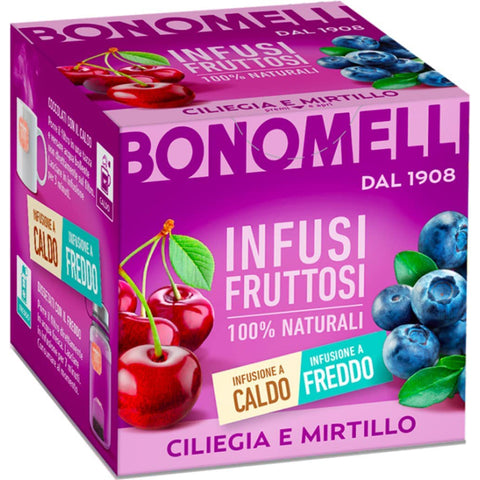 Bonomelli Infusi Fruttosi Ciliegia e Mirtillo Infusion mit Kirsche und Heidelbeere Packung mit 10 Filtern 100% 6x Original italienisch Getränk
