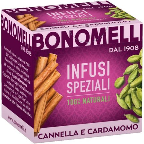 Bonomelli Infusi Speziali, Cannella e Cardamomo Infusion von Zimt und Kardamom Packung mit 10 Filtern 100% natürliche Inhaltsstoffe italienisch Original