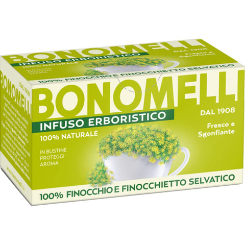 Bonomelli Infusi Erboristici Finocchio e Finocchietto Selvatico Infusion mit Kräuterfenchel und wilder Fenchel Packung mit 16 Filtern 100% natürliche