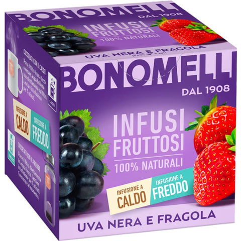 Bonomelli Infusi Fruttosi Uva Nera e Fragola Infusion mit Schwarze Trauben und Erdbeere Packung mit 10 Filtern italienisch Original