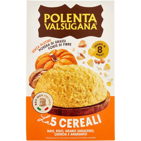 Bonomelli 3x Polenta Valsugana mit 5 Körnern schnell 350 g Packung mit Mais Reis, Buchweizen, Quinoa und Amaranth, knusprige und duftende Textur, in wenigen