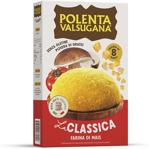 Bonomelli Valsugana, Gelbe Schnell-Polenta, 375-g-Packung, mit 100 % italienischem gedämpftem Maismehl, klassischer Geschmack, in wenigen Minuten fertig, glutenfrei 6x Original italienisch