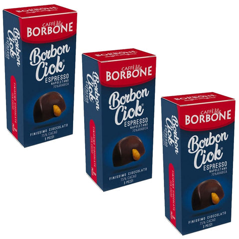 Borbone Pralinen 3x Borbone BorbonCiok ripieni di Caffè Pralinen gefüllt mit flüssigem Kaffee, 31,5 g 8034028336508