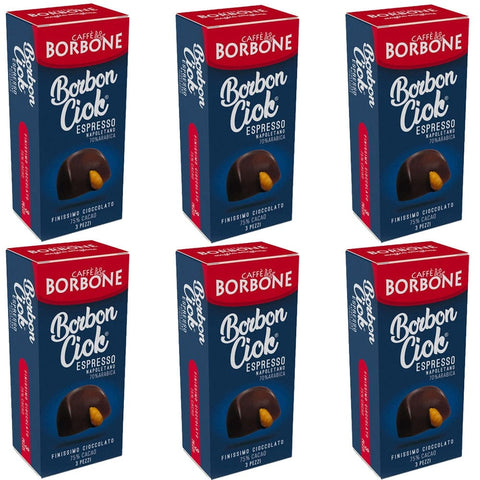 Borbone Pralinen 6x Borbone BorbonCiok ripieni di Caffè Pralinen gefüllt mit flüssigem Kaffee, 31,5 g 8034028336508