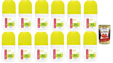 Borotalco Deo 12x Borotalco Deodorant Roll On Active Giallo alkoholfrei und mit Talkum mit Anti-Geruchs-Molekülen, 48h, Duft nach Zeder und Limette, 50 ml + Italian Gourmet Polpa 400g 80972952