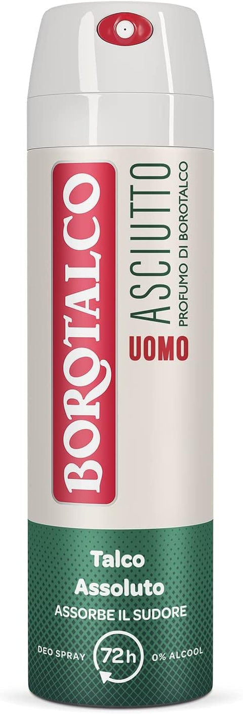 Borotalco Deo 12x Borotalco, Dry Spray Deodorant für Männer, alkoholfrei mit absolutem Talkum, absorbiert Schweiß, Bernsteinduft, 72h 150 ml + Italian Gourmet Polpa 400g 8002410045581