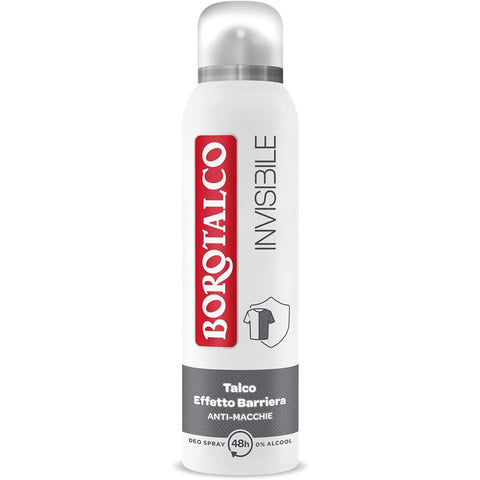 Borotalco invisible Graues unsichtbares Deo-Spray alkoholfreie Formel mit Talkum-Barriere-Effekt klassisches 48-Stunden-Parfüm 150 ml 12x italienisch Original
