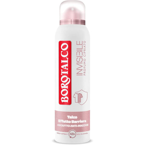 Borotalco Rosa Invisible Spray Deodorant, Formel ohne Alkohol mit Talk der Barriereeffekt 12x150ml Original italienisch Pflege