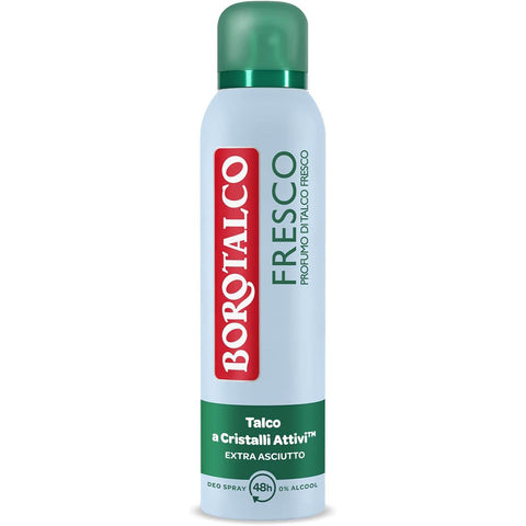 Borotalco Deo Spray Fresco alkoholfrei und mit Active Crystal Talk, Fresh Talk Duft, 48h 150 ml italienisch Original