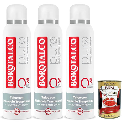Borotalco Deo Borotalco Deo deodorant Spray Puro Brezza Muschiata mit Talk mit atmungsaktiven Molekülen ohne Alkohol und 3x 150ml italienisch Original 8002410046182