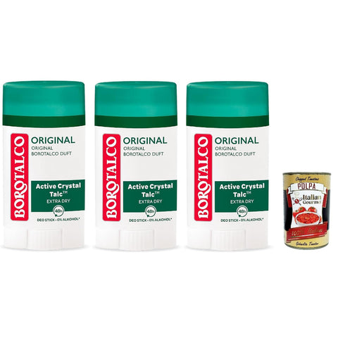 Borotalco Deo Original - Deo Stick - 48 Stunden Wirksamkeit - Formel mit Active Crystal Talc für dreifachen Schutz gegen Schweiß - 0% Alkohol Deodorant, 3x40 ml