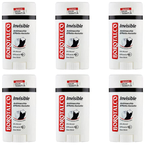 Borotalco Deo Borotalco Invisible Deodorant Deo Stick Deostick anti Flecken Spots 40ml 48h 6x Original italienisch