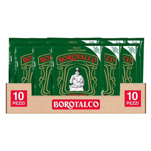 Borotalco Puder Borotalco Talkumpuder, vielseitig einsetzbar, sehr saugfähig und erfrischend, auch für empfindliche Haut, 10 Beutel à 120 g je 120 g italienisch Original 8002410050752